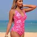 ZAFUL Womens Tankini Swimsuits Smocked 2 Piece Bathing Suits Modest Tie Back Swimwear, Size M