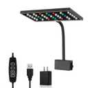 Carefree Fish Aquarium LED Light USB 5V2A RGBW 5730 Timmer 5~25Gal Fish Tank Clip Light 10 Brightness Levels 15W with USB Port (Include UL Certification Power Adapter)