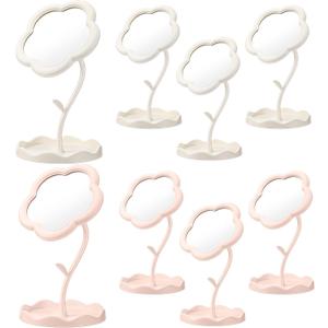 8 Pcs Flower Shaped Mirror Spa Party Makeup Mirror Sleepover Party Favor for Spa Sleepover Slumber Birthday (Pink, White)