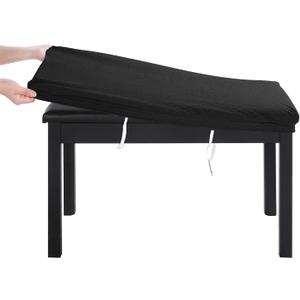 BUYUE Luxury 2-Person Piano Bench Cover, (27.7"- 37") Lx (12"- 16") W Stretch Jacquard Washable Rectangle Footstool Slipcover (M, Black)