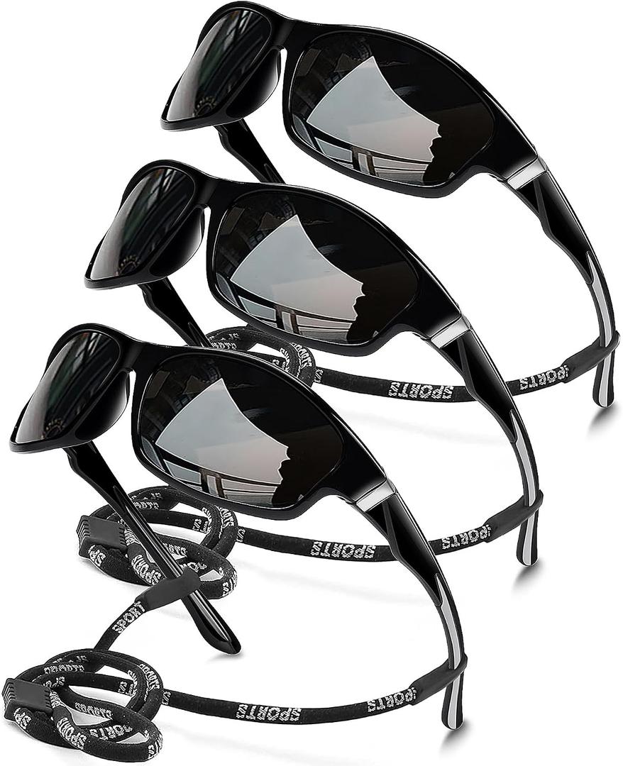 Polarized Sports Sunglasses for Men, UV400 Protection Lightweight Wrap Around Sun Glasses for Cycling Fishing Driving