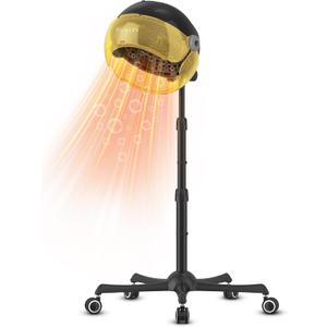 TASALON Gold Portable Hooded Hair Dryer for Home, Standing 1875w Ionic Hooded Dryer on Wheels with Hood, Professional Adjustable Height Sit Under Bonnet Dryer for Women and Beauty Salon
