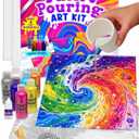 2 x Low-Mess Pouring Paint for Kids, Non-Toxic Crafts for Girls 8-12 | Washable Painting for Kids, Includes Gloves & Table Cover, Easier Cleanup, Screen-Free Arts & Crafts for Girls & Boys