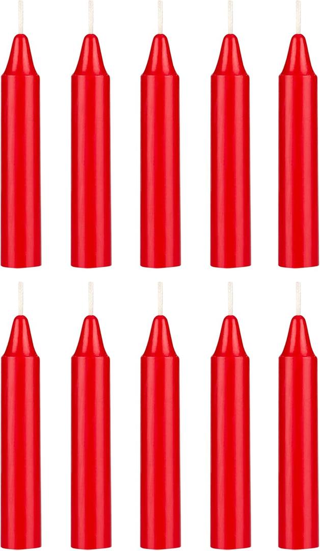 Mega Candles 10 pcs Unscented Red Exquisite Mini Taper Spell Candles, 4 Inch Tall x 3/4 Inch Diameter, Supreme Chimes, Enchantment, Casting Rituals, Witchcraft, Wiccan, Altar, Magic, Metaphysical