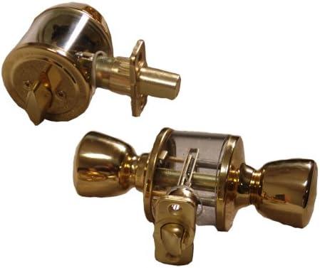 Lewis Hyman Inc 1734601 Atlas Tulip Style Door Knob and Single Cylinder Deadbolt Combo, Polished Brass