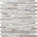 DICOFUN 10-Sheet Peel and Stick Backsplash Tile, Brown Birch Wood Look PVC Mixed Metal Gold Stick on Backsplash Tiles for Kitchen, 9.4 sq.ft