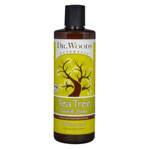Dr. Woods Tea Tree Liquid Castile Soap - Castile Soap with Pure Tea Tree Oil, Body Wash for Men and Women, Contains Organic Shea Butter, Natural Cleaner for Face, Hands, and Body - 16 Fl Oz