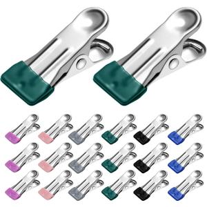36 Pack Heavy Duty Clothes Pins, 2.17-Inch Stainless Steel Chip Clips, Multipurpose Laundry, Towel, Photo, and Food Clips, Durable and Colored, for Clothesline, Travel, and Home Use
