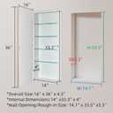IDYLLOR White Medicine Cabinet with 16x36 Inch Gold Frame Mirrored Door, Wall Mounted Storage, Recessed or Surface Mount, 4 Adjustable Glass Shelves, Vanity Organizer for Bathroom, Bedroom, Hallway, 16x36 inch Framed Mirrored Door