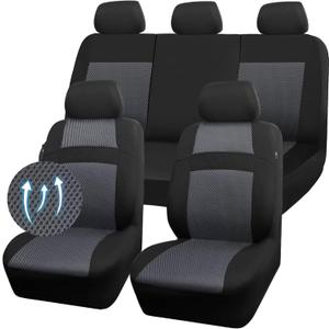 CAR PASS 3D Air Mesh Seat Cover Full Sets, Charcoal Car Seat Cover with 5mm Composite Sponge Inside,Airbag Compatible Universal Fit for SUV,Vans,sedans, Trucks, Automotive Interior Covers(Black Gray)