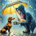 SJUTOUCI Women and Dog Diamond Painting Kits for Adults, Diamond Art for Beginners, 5D Round Diamond Dots Gem Craft Art Home Wall Decor 12x12 inch