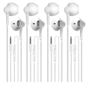 SHDKJXH Wired Earbuds Headphones 4 Pack, 3.5mm Jack Ear Buds with Microphone and High Sound Quality, Earphones Compatible with Computer Laptop iPad and Android Phones in School Office and Home