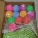 12 Pcs Luau Hawaiian Egg and Spoon Race Set Tropical Summer Aloha Themed Birthday Supplies(Green,Flower)