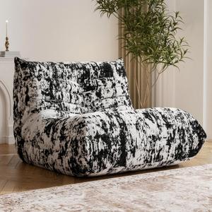 Bean Bag Chair, Fireside Chair Bean Bag Sofa Large Bean Bag Chair for Adults, Bean Bag Chairs for Teens with High Density Comfortable Foam, Memory Foam Bean Bag for Living Room, Bedroom(Black Pattern)