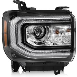 Xenon Headlight Assembly Compatible with GMC Sierra 1500 2016-2018 Headlamp, HID Projector Headlight with LED DRL Replacement for GM2503453 84046791 84568273, w/o D5S Bulb, Right Passenger Side