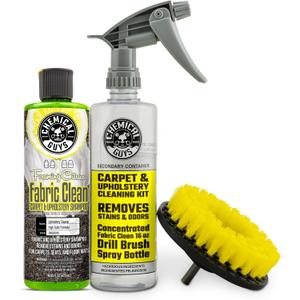 Chemical Guys Foaming Citrus Fabric Clean Drill Brush Kit - High Foaming Stain and Odor Remover, Upholstery, Floor Mat & Car Carpet Cleaner, Deep Cleans & Deodorizes, Citrus Scent - 16 fl oz