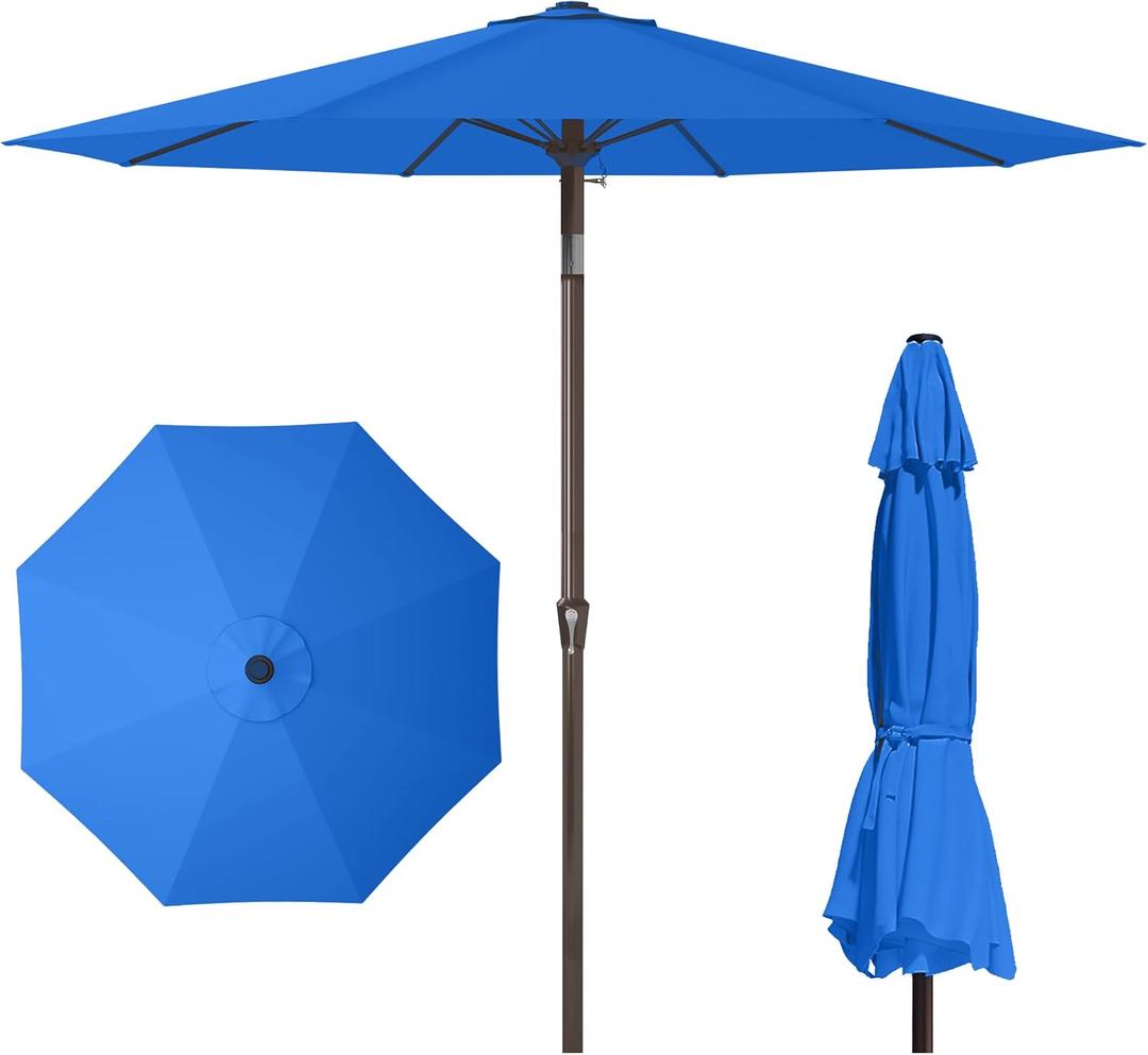 PatioKingdom 11FT Patio Umbrella,Outdoor Umbrella with Push Button Tilt and Crank,Market Table Umbrella with 8 Sturdy Fiberglass Ribs UV Protection