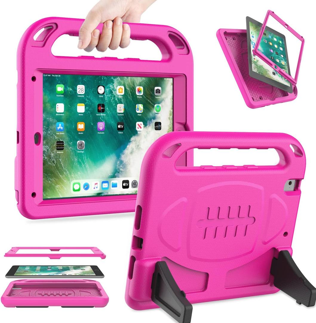 LEDNICEKER Kids Case for iPad 9.7 2018/2017 & iPad Air 2 - Built-in Screen Protector Shockproof Handle Friendly Foldable Stand Kids Case for iPad 9.7 2017/2018 (ipad 5&6) & iPad Air 2 2014 - Rose