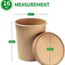 bloomoon 60 Pack 16 oz Paper Food Containers with Lids, Ice Cream Pint Containers, 16 oz Disposable Soup Containers Paper Freezer Containers Pint Ice Cream Cups (60 Cups 60 Lids), 16 fl.oz 60 cups 60 lids
