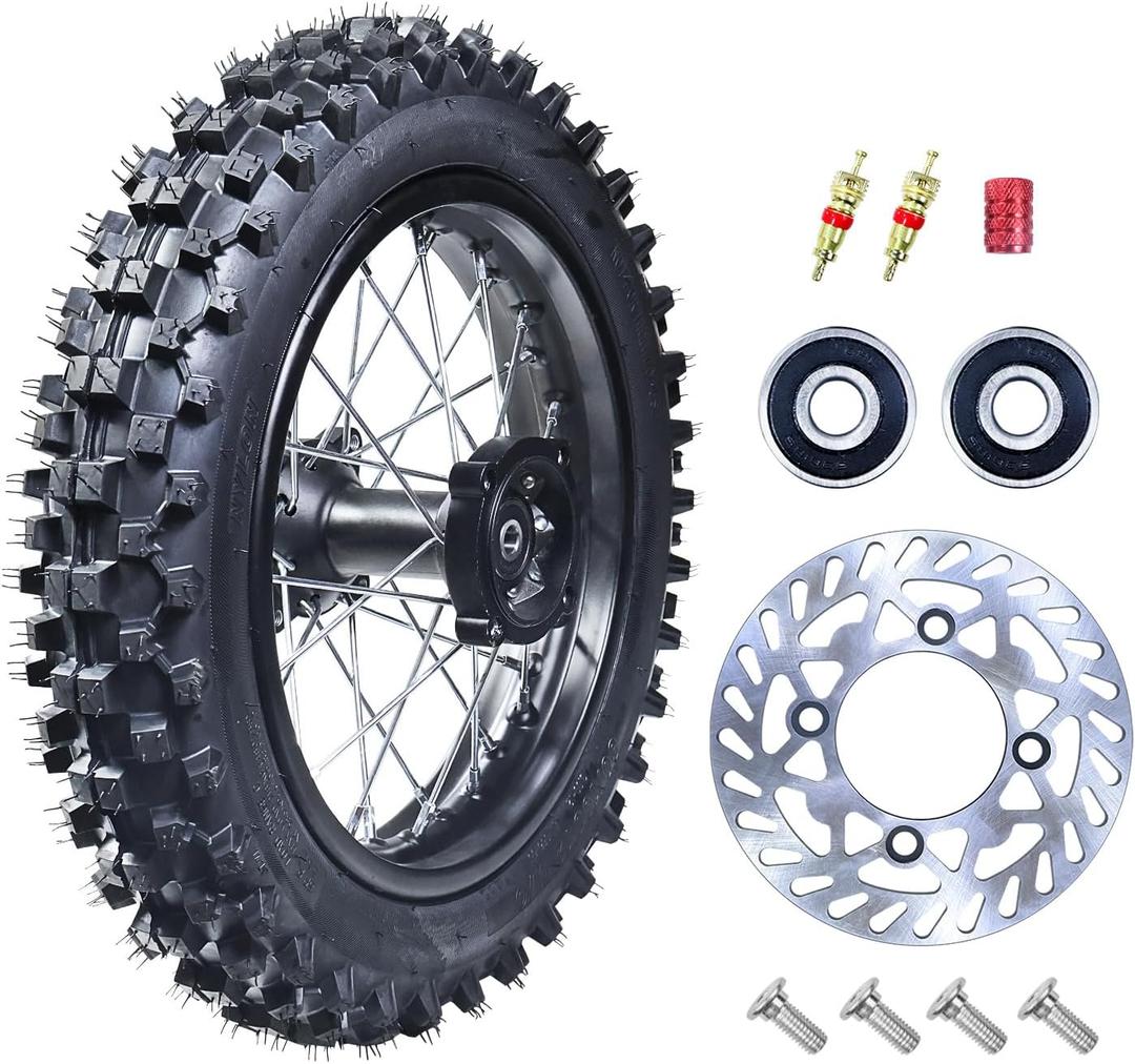 RUIQIMOTO 60/100-12 2.75-12 inch Mini Dirt Bike Front Wheel Assembly