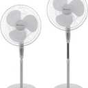Comfort Zone 18-Inch Oscillating Pedestal Fan with Remote Control, 3-Speed Standing Fan with Adjustable Height (4552), Tilt, 4-Hour Timer & Auto Shutoff Quiet Bedroom Fan, White