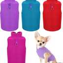 SATINIOR 4 Pieces Stretch Fleece Dog Sweater Polyester Warmer Vest Pullover Jacket with D-Ring Leash Cold Weather Coat Hoodie for Small and Medium Dogs(M, Purple, Blue, Rose, Red)