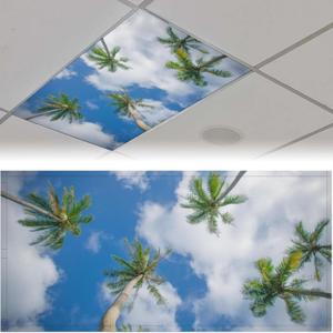 Fluorescent Light Cover for Classroom - 2 Pcs Coconut Tree Magnetic Fluorescent Light Covers, Ceiling Light Covers Shade Panel Coverings for Office Classroom Home Drop Ceiling, 4 x 2 Feet (Color-19)