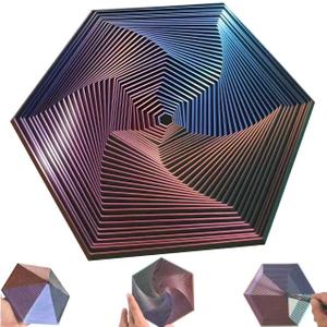 Fractal Fidget Hexagon - Suitable for Relieving Stress, Anxiety, and Tension | Autism, ADHD | Desk Adult Fidgeting Stress Relief Gift (Green Purple Copper (35 Rings))