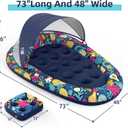 Sunikko X 3-in-1 Pool Floats with Canopy Cup Holder, Tanning Pool Large 73" x 48" Float Adult Heavy Duty, Inflatable Lounger Raft Floating Chair with Backrest, Swimming Pool Lake Beach Party