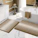 BSICPRO Bathroom Rugs and Mats Sets, 2 Piece Thick Absorbent Chenille Non Slip, Soft Shaggy Bath Room Floor Mats for Bathroom, Machine Washable (Petrified Oak, 20" x 32" Plus 16" x 24")