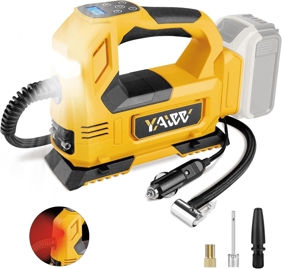 Cordless Tire Inflator Air Compressor for Dewalt 20V Max Battery,160PSI Portable LED Light Handheld Pump with Digital Pressure Gauge Cars Motorcycles Bikes Sport Balls(Battery Not Included)