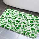 St. Patricks Day Bathroom Rugs, Green Clover Super Absorbent Bathroom Rugs Shamrock Bath Mat for Bathroom Irish Happy St Patrick's Day Shamrocks Spring Holiday Bath Mat Rug Bathroom Floor Mat(17"x29")