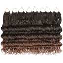 Leeven 10 Inch 8 Packs Boho Ocean Wave Crochet Hair Pre Looped Ombre Brown Curly Crochet Hair Short Ocean Braids Pre Twisted Synthetic Deep Wavy Crochet Hair for Women