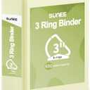 SUNEE 3 Ring Binder 3 Inch D Ring, Clear View Binder Three Ring PVC-Free (Fit 8.5x11 Inches) for School or Office Supplies, Yellow, 1 Pack
