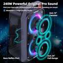 Foxdawn Portable Bluetooth Speaker: 240W Peak Powerful Loud Sound Deep Bass Wireless Boombox Large Subwoofer 15 Hours Battery Life Fast Charging with Led Light Show for Party Outdoor Camping Backyard