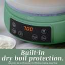COOK WITH COLOR 3L Glass Mini Low Carb Rice Cooker – Holds 2 Cups Raw/Makes 6 Cups Cooked with Auto Lift Filter Basket, Hotpot & Steamer for Rice, Grains, Digital Panel with Keep Warm, Dark Sage