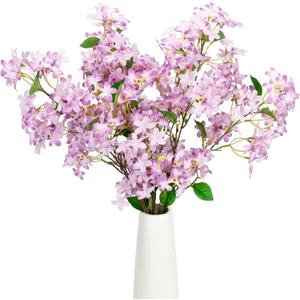 4PCS 35.4inch Lilac Artificial Flowers Light Purple Fake Delphinium Long Stem Silk Real Touch Flower Faux Lilac Floral Arrangement for Tall Vase Table Wedding Garden Home DecorationLight Purple