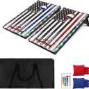 LED Cornhole Set, 3 x 2ft / 4 x2 ft Cornhole Board Game Set, Corn Hole Outdoor Game, Multi-Design with Light-Up Border, 8 Bean Bags, Carrying Case for Backyard, Beach, Lawn