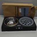 Elevated Dog Bowls, Dog Feeder with 1*Stainless Steel Dishes & 1*Slow Feeder Bowl, 5 Heights Adjustable Raised Stand for Medium Large, Food Dishes with Non-Slip Feet (Black)