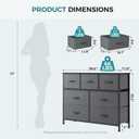 OLIXIS 7 Drawer Fabric Dresser for Bedroom, Clothes Storage Tower, Gray, 11.8"D x 39.4"W x 30.1"H