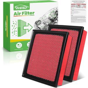 2PCS Engine Air Filter CA10755 for 2011-20 Toyota Sienna; 14-19 Highlander; 2010-2022 Lexus Rx350; 2011-26 Dodge Durango; 2011-2021 Jeep Grand Cherokee, Replace #17801-0P050 Automotive Accessories