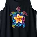 Hawaiian Tie Dye Sea Turtle Hawaii for men and women Tank Top (Small, Black)