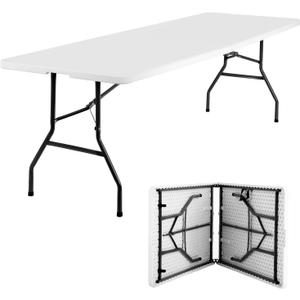 FDW Folding Half Portable Foldable Table for Parties Backyard Events (White, 6 FT 70 * 29) (White, 8 FT)