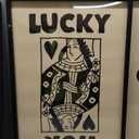 Framed Set of 3 Poker Wall Art Lucky You Poster, Trendy Retro Print Wall Decor for Queen of Hearts Wall Art Rustic Vintage Farmhouse Home Wall Decor（Black 12"x16"）