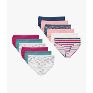 Hanes Brief Underwear, Stretch Cotton Panties for Girls, Assorted, 12-Pack 6Y