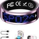 UniJethro Smart Ring for Women & Men with Display, Health Ring with Heart Rate, Sleep Monitor, IP68 Waterproof Fitness Ring, Fitness Tracker Ring, No APP Fee for iPhone and Android (Pink, 8#)