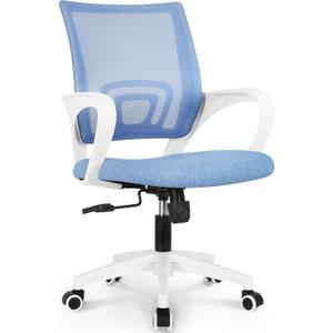 NEO CHAIR Office Desk Computer Chair Ergonomic Mesh Gaming Cushion Seat with Comfy Lumbar Mid Back Support Adjustable Height Swivel Rolling Wheels for Home Task (Sky Blue)