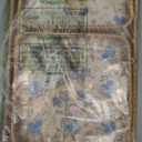 Set of 3 Rectangle Rattan Trays for Decor, Wicker Serving Tray Boho, Hand-Woven from Natural Rattan with Mother of Pearl Inlay, Vintage Woven Decorative Table Trays for Kitchen Counter, Dining Table (Bohemian)