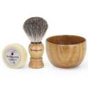 Shaving Brush Kit For Men, 3 In 1 Shaving Brushes Set Includes Badger Hair Shaving Brush, Wood Bowl and Goat Milk Shaving Soap