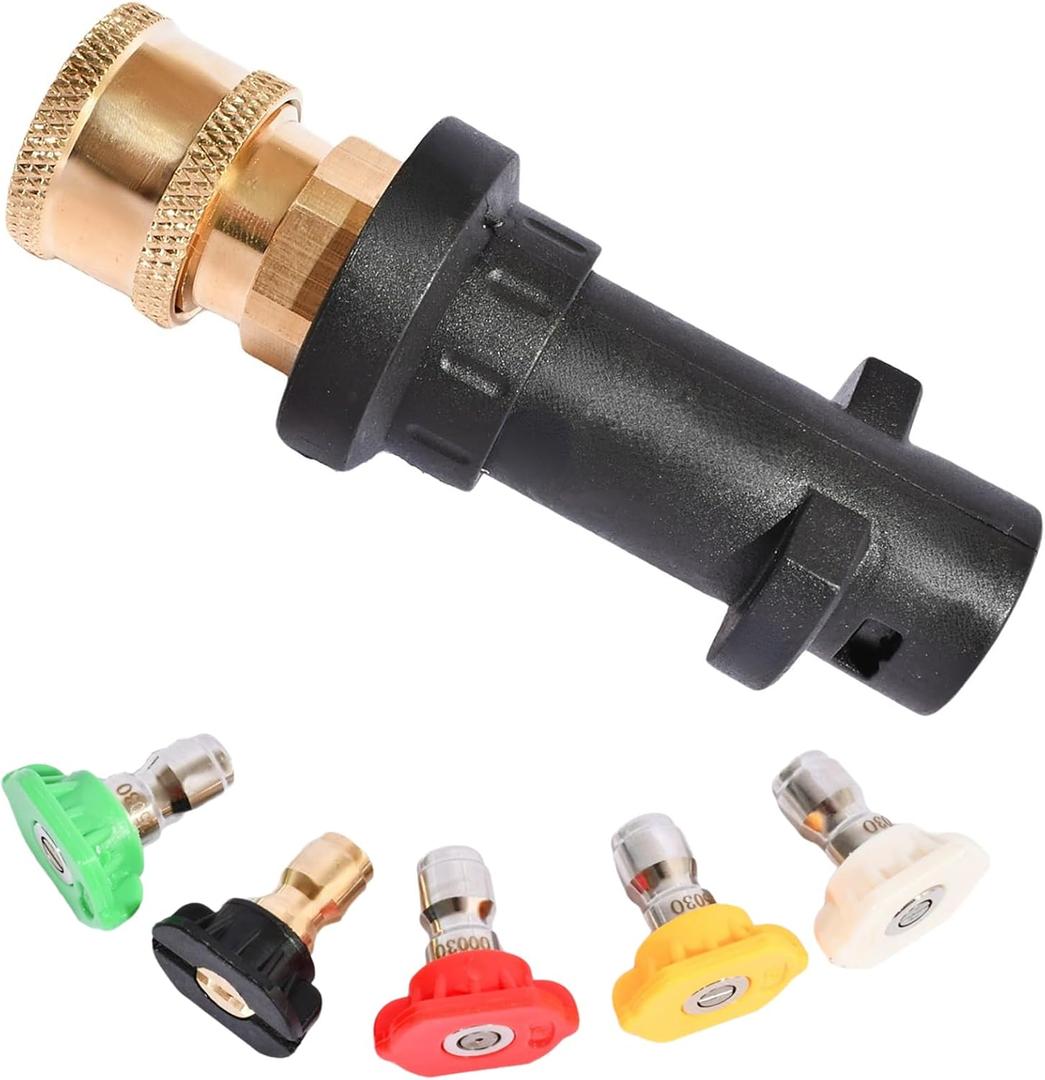 Pressure Washer Gun Adapter 1/4'' Quick Connect Fitting Spray Nozzle Tips Sets Multiple Degrees Brass Female Pressure Washer Accessories Only Compatible Karcher K2, K3, K4, K5, K6, K7,Foam Gun Parts